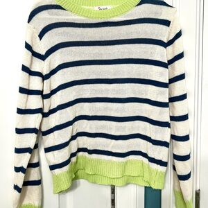 Chic Striped Sweater with Lime Details